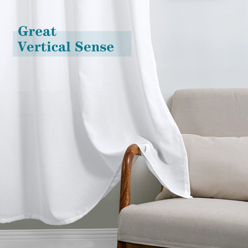 BGment White Sheer Curtains 63 Inch Length 2 Panels for Bedroom, Light Filtering Linen Semi Sheer Privacy Curtains Grommet Opaque Textured Casual Drapes for Living Room, 52 x 63 Inch - Image 5